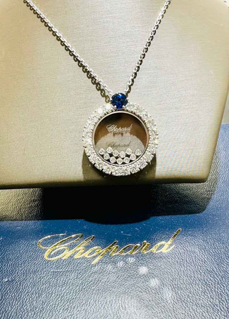 Chopard Jewelry Happy Diamonds Triple Halo Circle Pave Bezel Round Diamond  Necklace 799430-1001 | Zadok Jewelers
